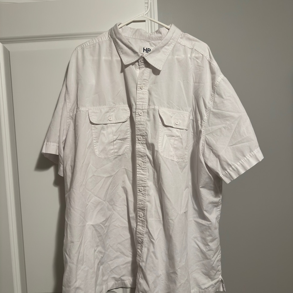 HP Men's Casual White Button Down Shirt